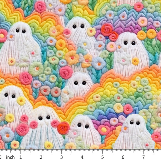 Raspberry Pattern Co. - Pastel Rainbow Ghosts - Faux Embroidery - Little Rhody Sewing Co.