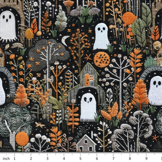 Raspberry Pattern Co. - Spooky Barn Ghost - Faux Embroidery - Little Rhody Sewing Co.