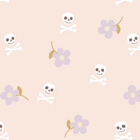 Skull and Bones Flower Peach Big - Little Rhody Sewing Co.
