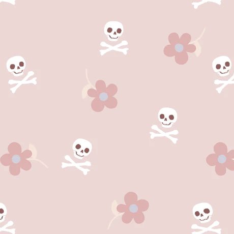 Skull and Bones Flower Pink Big - Little Rhody Sewing Co.