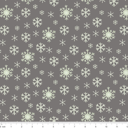 Snowflakes - on Grey - Winter Owl Coordinate - Little Rhody Sewing Co.