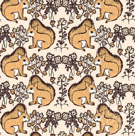 Squirrels Motif Bold Pink - Little Rhody Sewing Co.