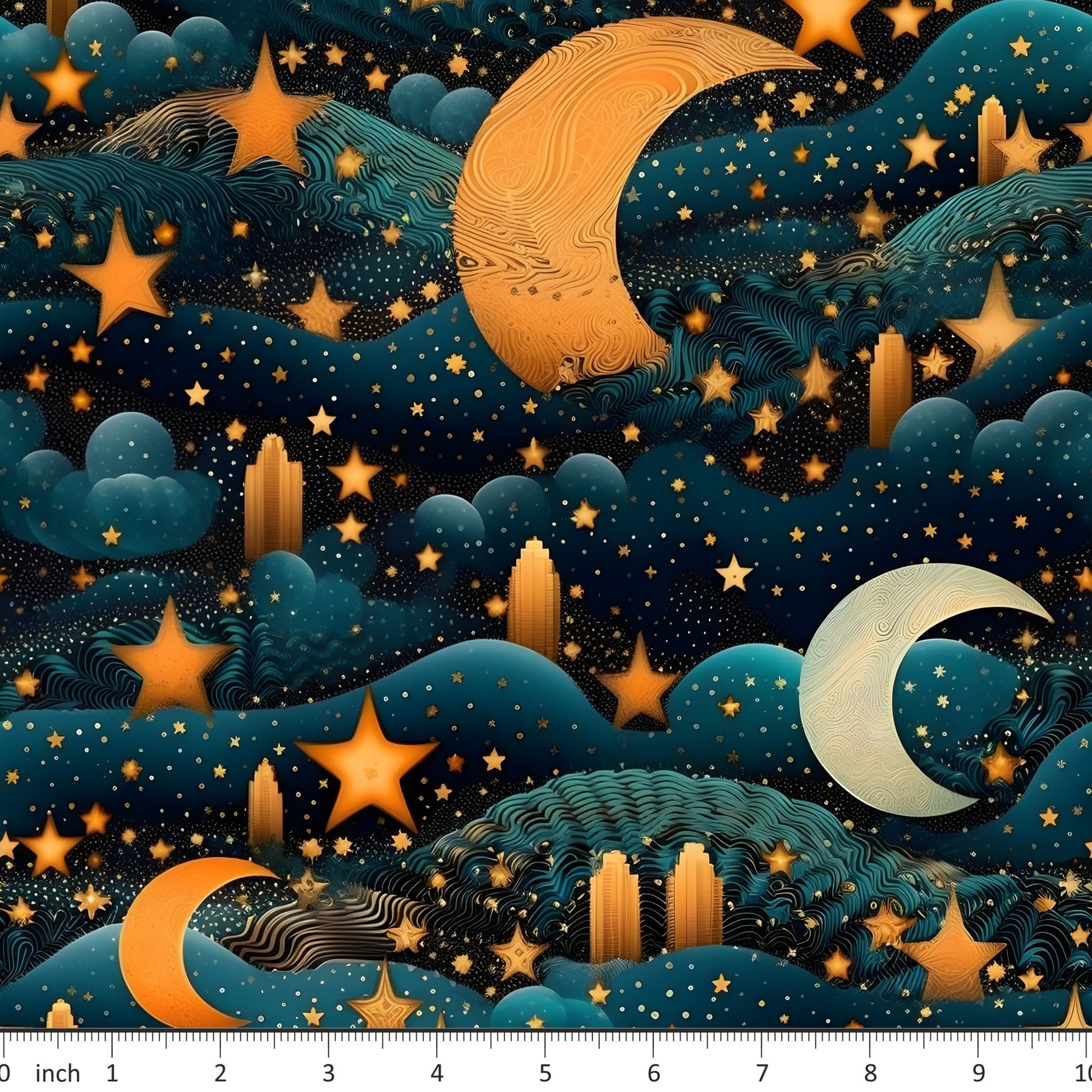 Stars and Moons on Dark Blue - Little Rhody Sewing Co.