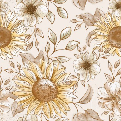 Sunflowers Off White - Little Rhody Sewing Co.