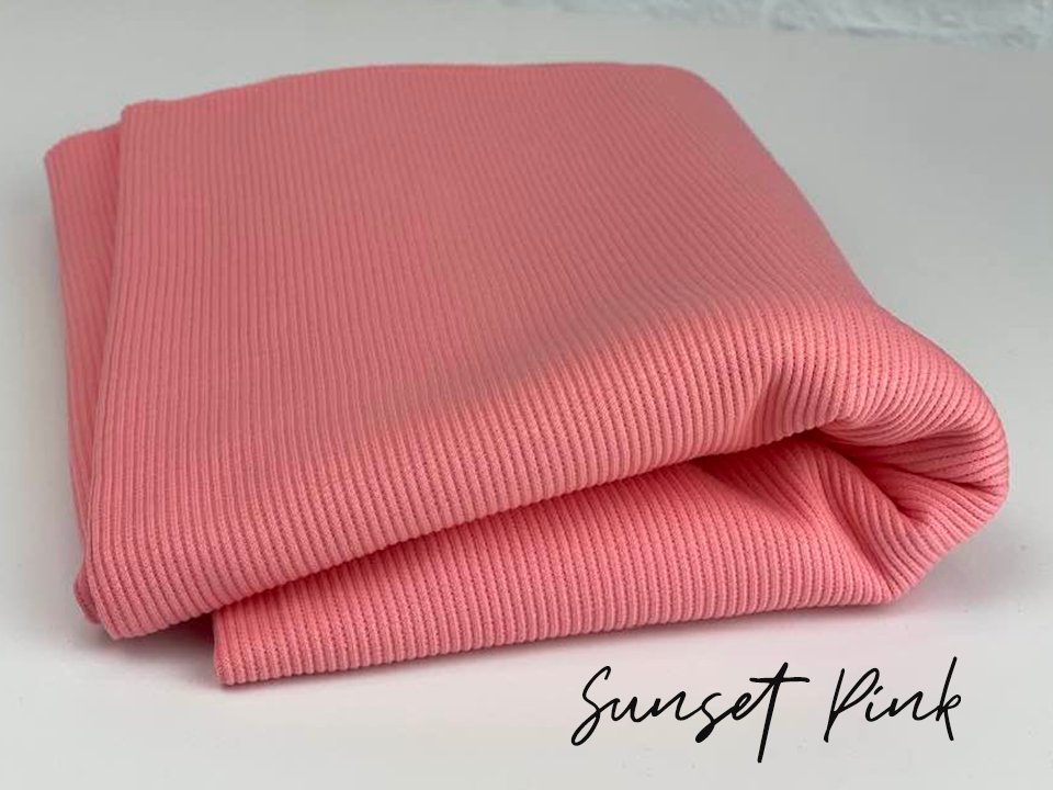 Sunset Pink - 2x1 European Rib Knit - Jersey - Fleeced French Terry - Euro Ribbing - Little Rhody Sewing Co.