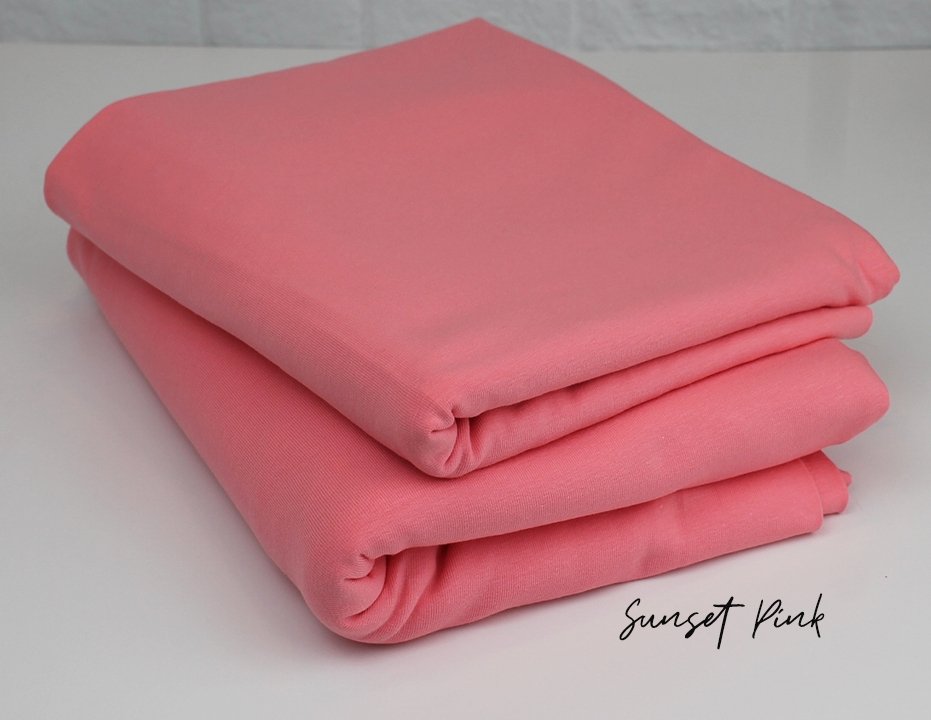Sunset Pink - 2x1 European Rib Knit - Jersey - Fleeced French Terry - Euro Ribbing - Little Rhody Sewing Co.