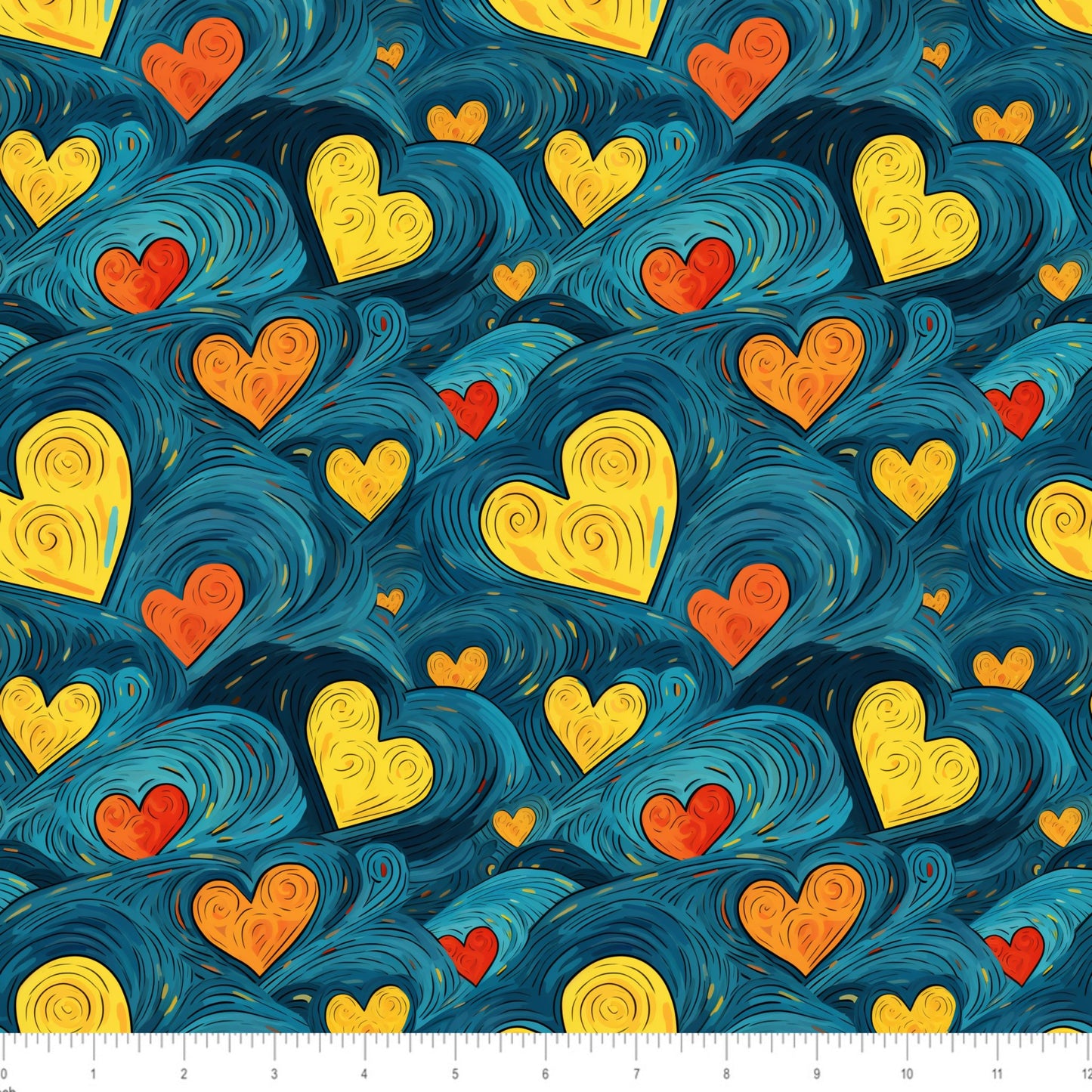 Van Gogh Inspired - Hearts - Little Rhody Sewing Co.