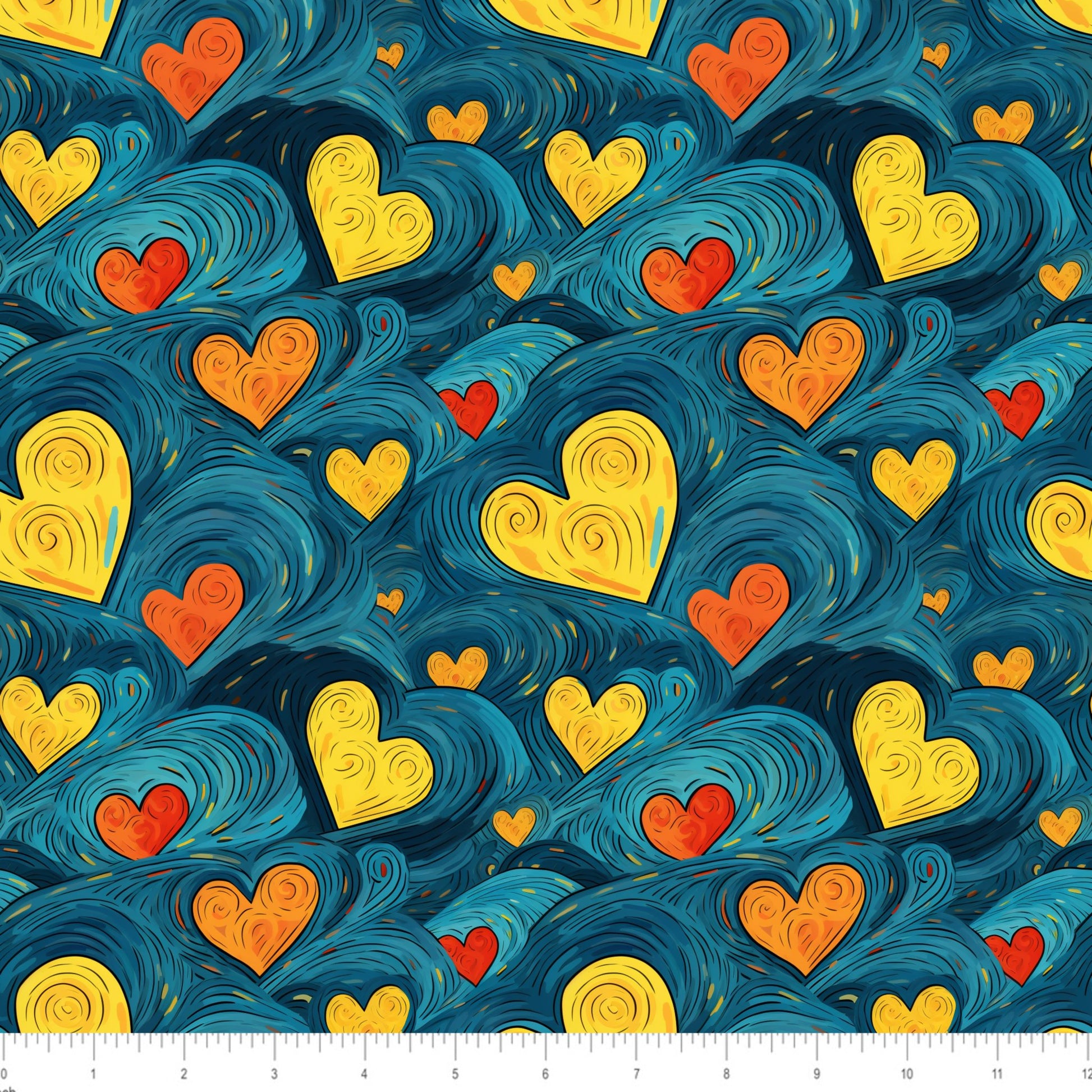 Van Gogh Inspired - Hearts - Little Rhody Sewing Co.