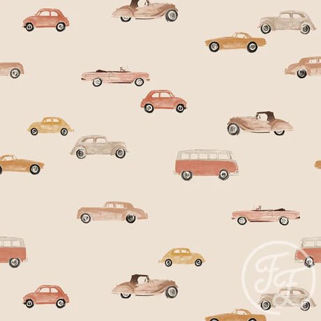 Vintage Cars Red Sand - Little Rhody Sewing Co.