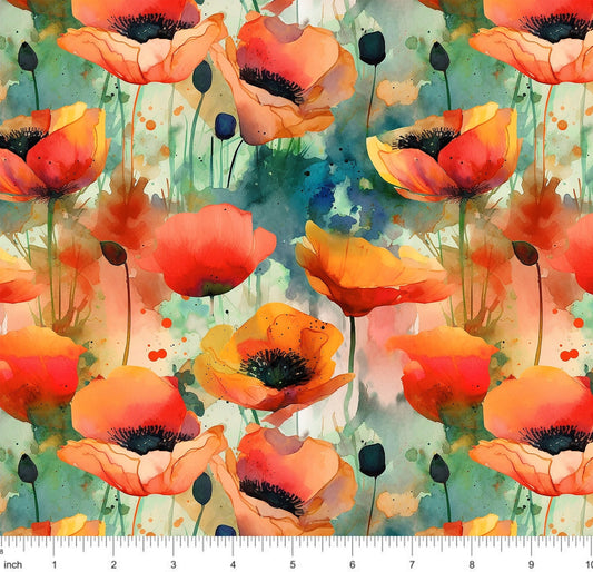 Watercolor Poppies - Little Rhody Sewing Co.