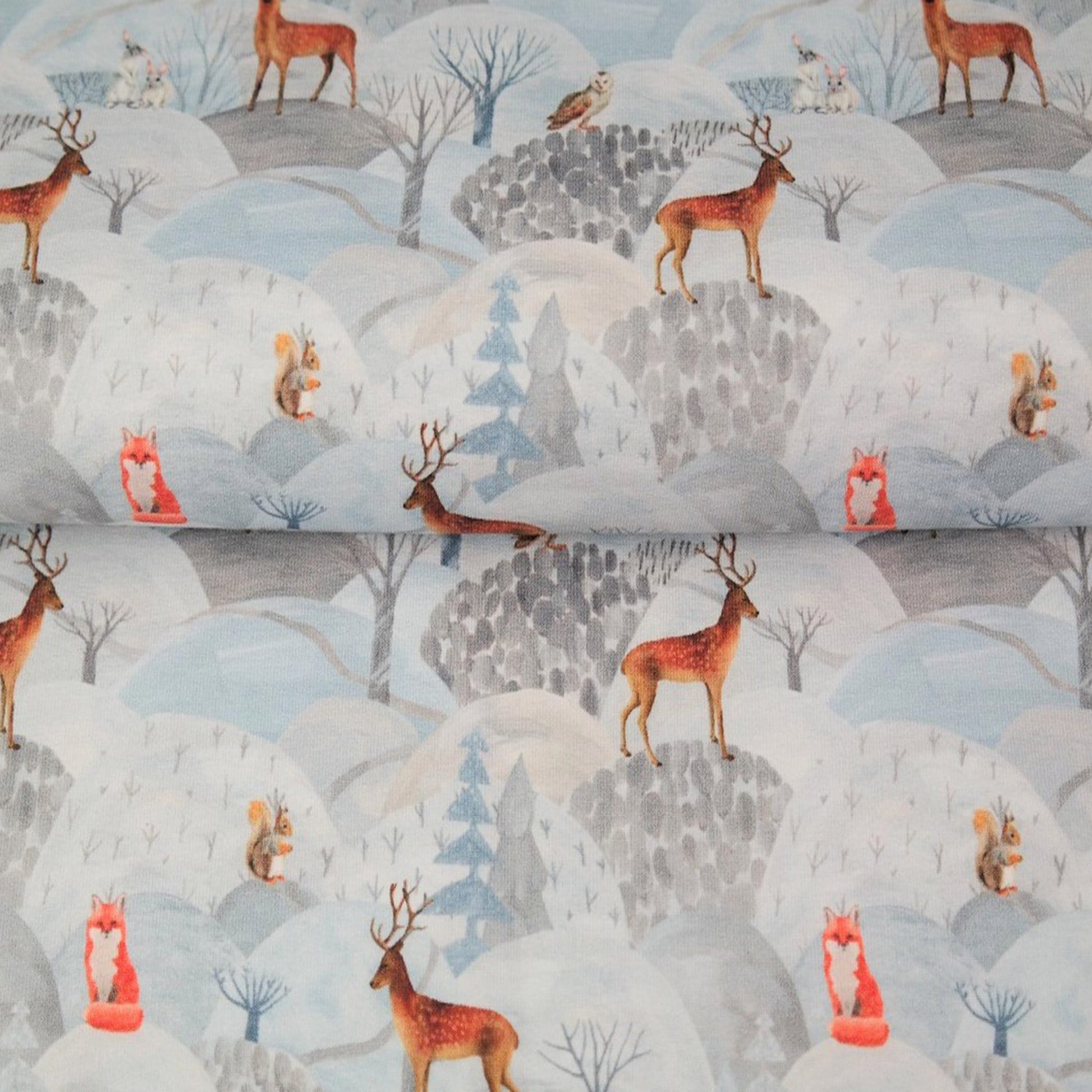 Winter Forest Animals - French Terry - By the 1/2 Yard - Little Rhody Sewing Co.