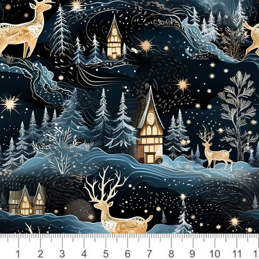 Winter Night with Deer - Little Rhody Sewing Co.