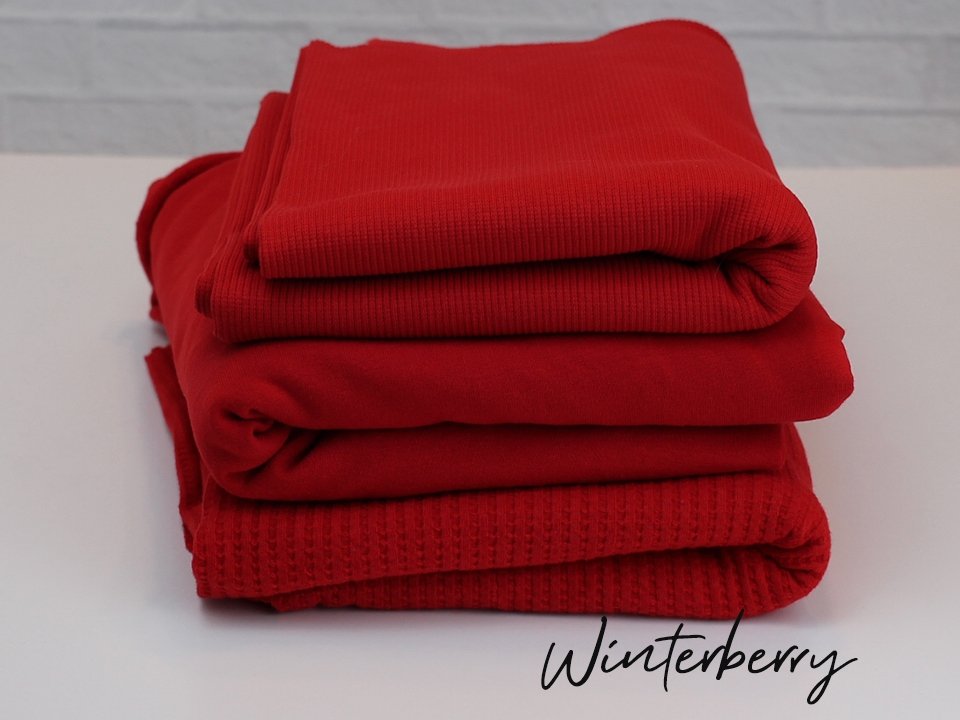 Winterberry Red - Euro Ribbing - Jersey - French Terry - Fleeced French Terry - 2x1 Rib Knit -Waffle Knit - Little Rhody Sewing Co.